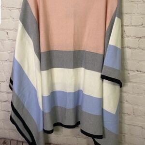 Rafaella Pink and Blue Striped Poncho